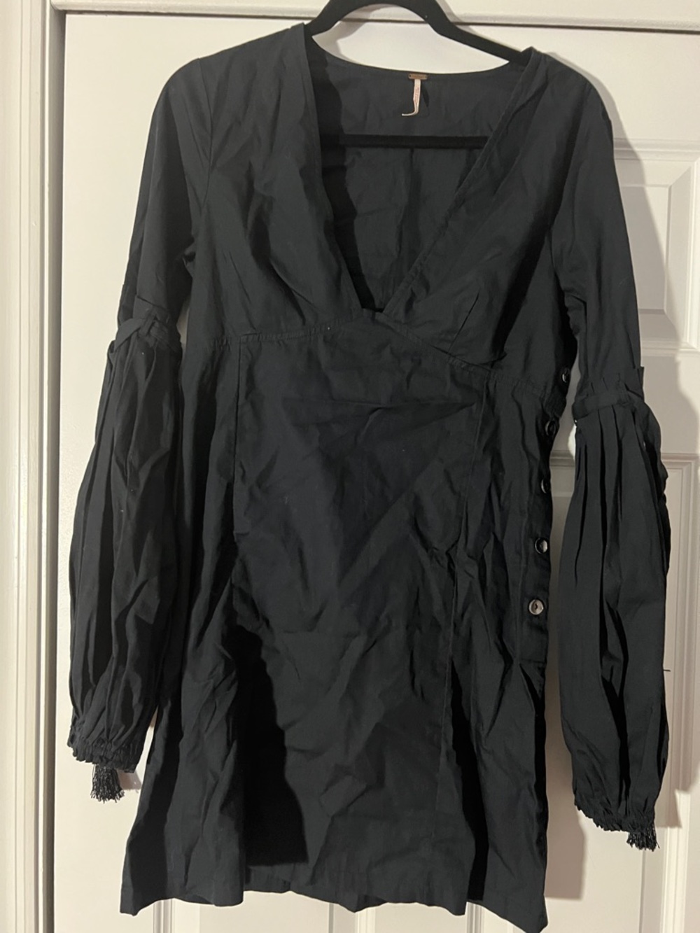 Free People Black Long-Sleeve Mini Dress
